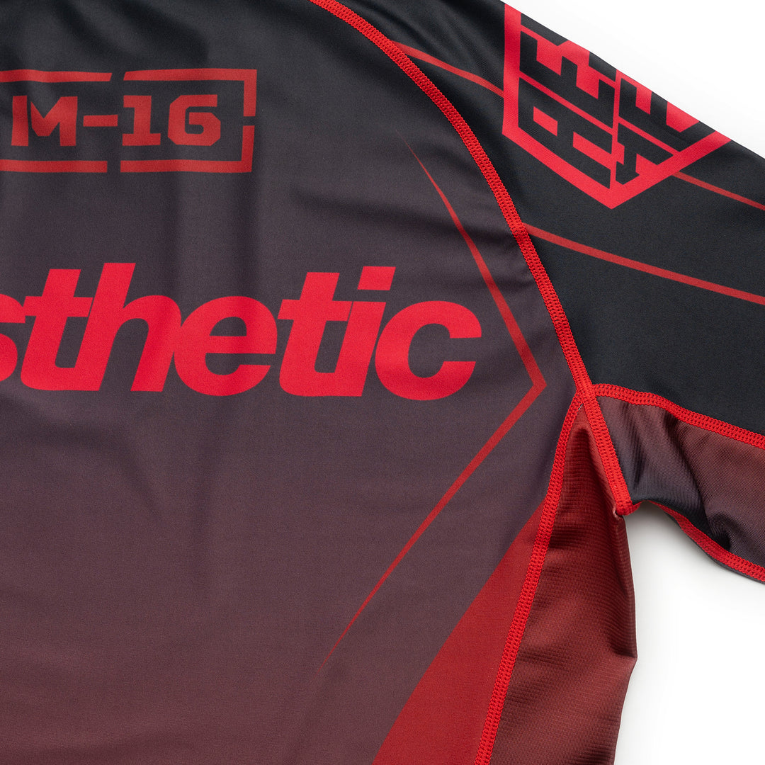AESTHETIC Crimson ADCC 2026 Declan Moody Short Sleeve Rashguard - back close up