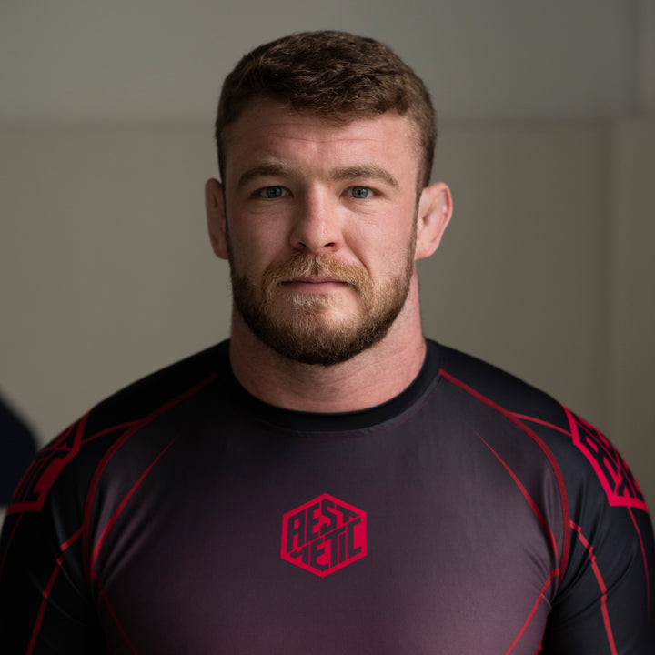 AESTHETIC Crimson Declan Moody Short Sleeve Rashguard - front view