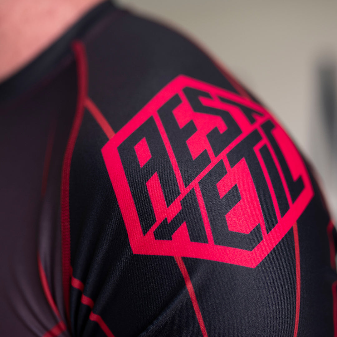 AESTHETIC Crimson Declan Moody Short Sleeve Rashguard - aesthetic logo