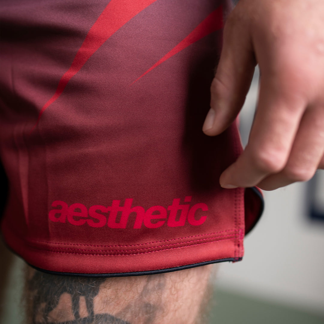 AESTHETIC Crimson Declan Moody Combat Shorts - aesthetic logo