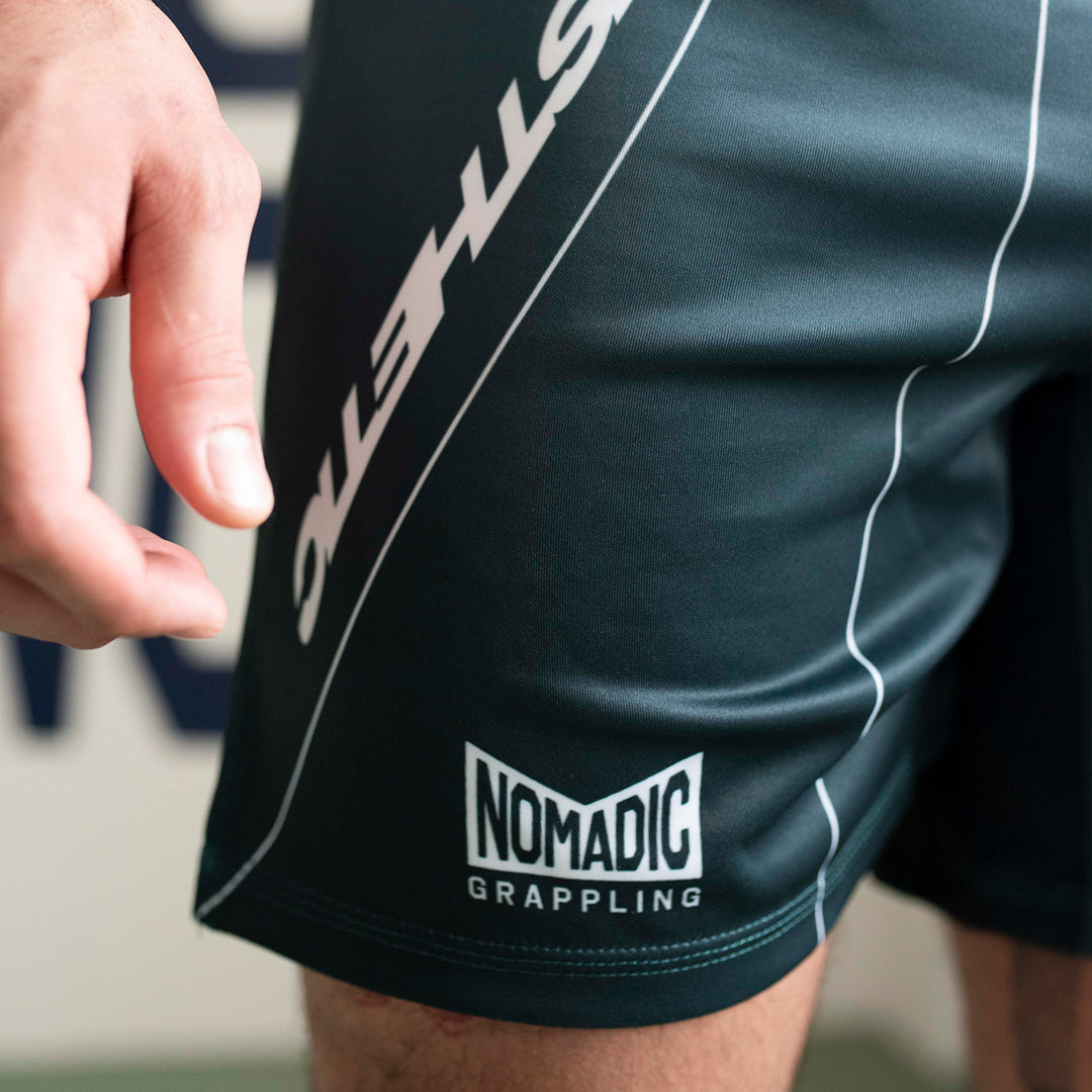 AESTHETIC Petrol Blue Jozef Chen Combat Shorts - side view