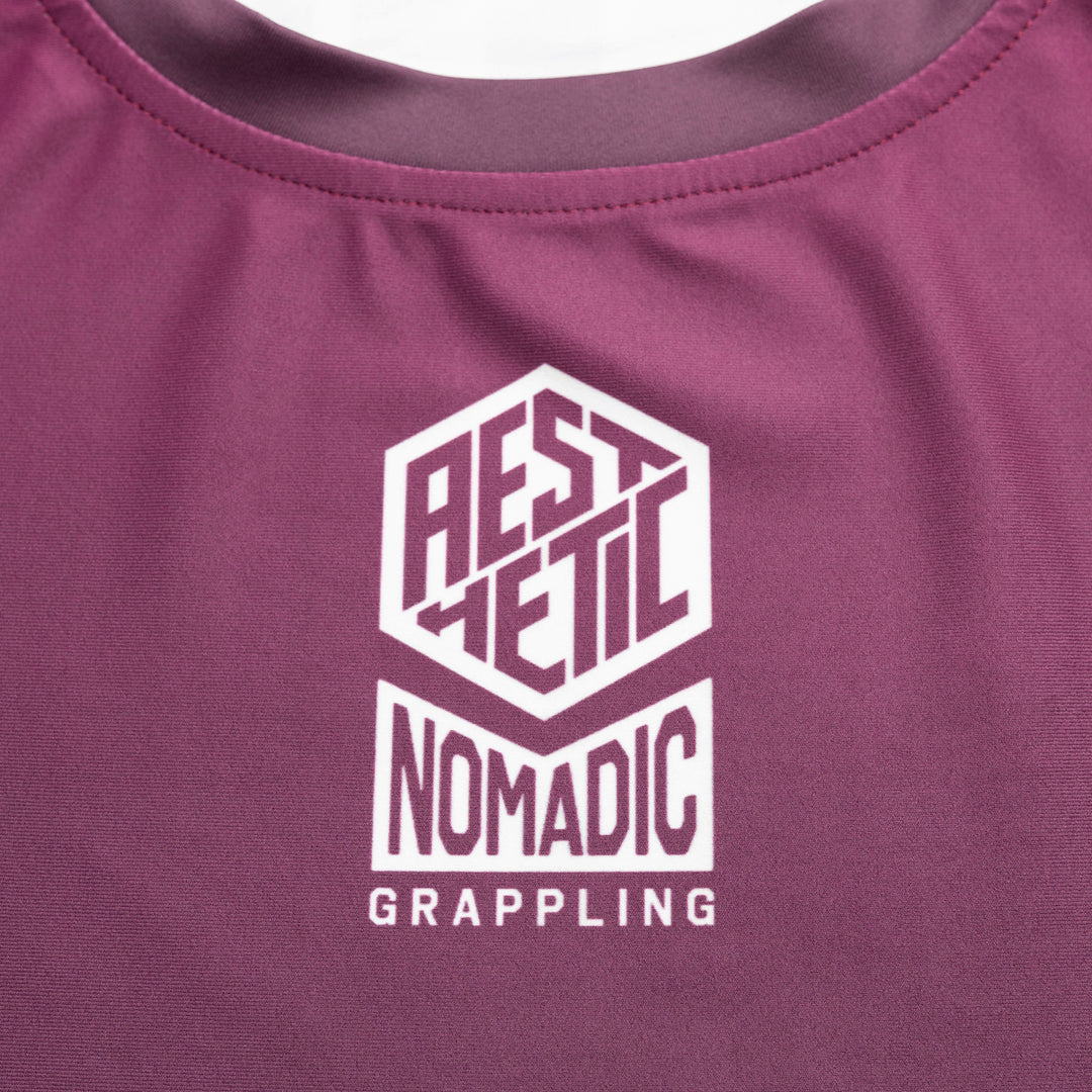 AESTHETIC Merlot ADCC 2026 Jozef Chen Short Sleeve Rashguard - aesthetic nomadic logo