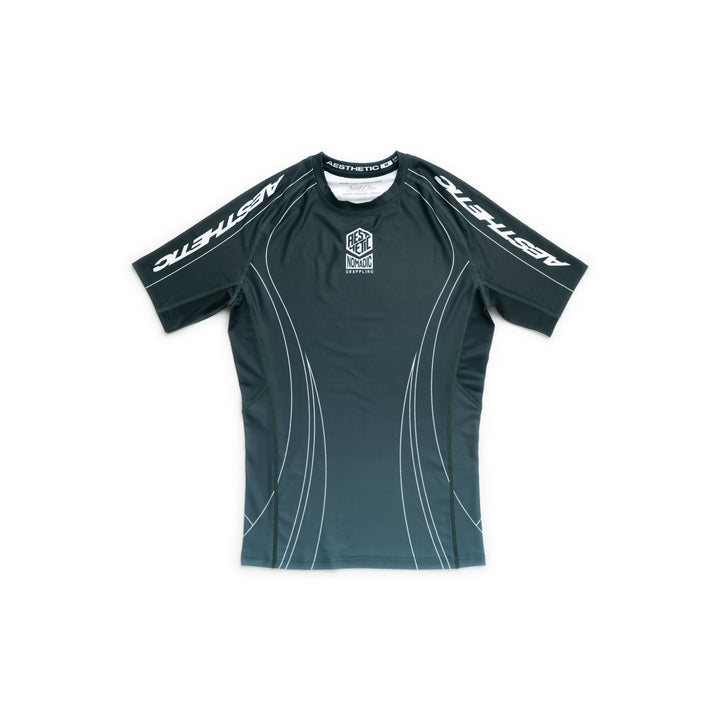 AESTHETIC Petrol Blue ADCC 2026 Jozef Chen Short Sleeve Rashguard - front view